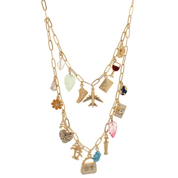 Layered Travel Theme Multi Charm Necklace - Picture 1 of 2